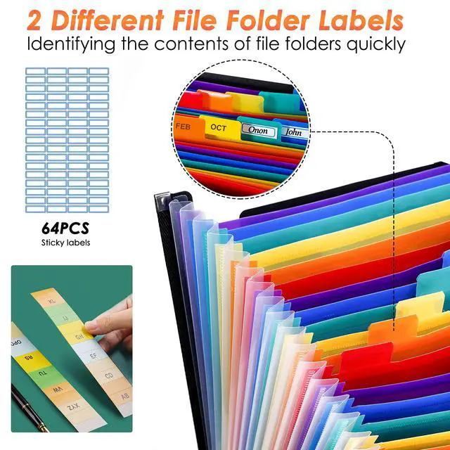 Alt view image 6 of 7 - Large Accordion File Organizer, 24 Pockets Legal File Folder, Expanding File Folder for Legal/Letter/A4 Size Papers, Receipt, Bills, Important Documents
