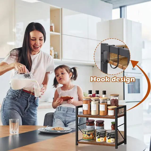 Alt view image 5 of 6 - 2 Tier Kitchen Counter Shelf Organizer, Coffee Bar Station Organizer, Space Saving Spice Rack, Countertop Shelf for Home Countertop Kitchen Office