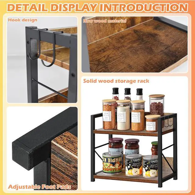 Alt view image 3 of 6 - 2 Tier Kitchen Counter Shelf Organizer, Coffee Bar Station Organizer, Space Saving Spice Rack, Countertop Shelf for Home Countertop Kitchen Office