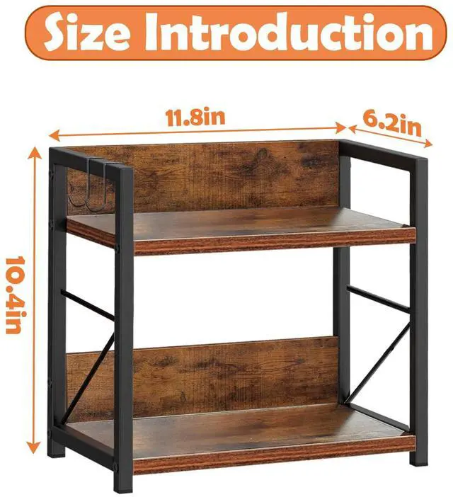 Alt view image 2 of 6 - 2 Tier Kitchen Counter Shelf Organizer, Coffee Bar Station Organizer, Space Saving Spice Rack, Countertop Shelf for Home Countertop Kitchen Office