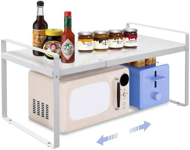 Main image of Expandable Cabinet Shelf Organizer Rack 9 inch, Pantry Organizer Lengthen from 14 to 25 Large Kitchen Cabinet Storage Shelf Rack Storage Organizer whiteSpice Rack Expandable Shelves,