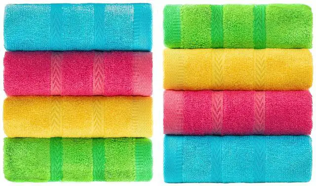 Main image of Multicolor Fingertip Towels for Bathroom - Kids Face Towels, 10 x 18 Inches, 8 Pcs in 4 Colors