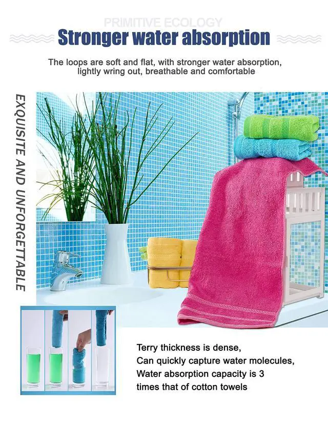 Alt view image 2 of 6 - Multicolor Fingertip Towels for Bathroom - Kids Face Towels, 10 x 18 Inches, 8 Pcs in 4 Colors