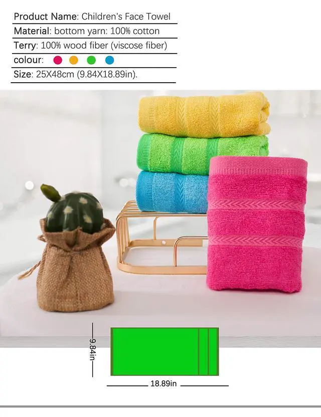 Alt view image 6 of 6 - Multicolor Fingertip Towels for Bathroom - Kids Face Towels, 10 x 18 Inches, 8 Pcs in 4 Colors