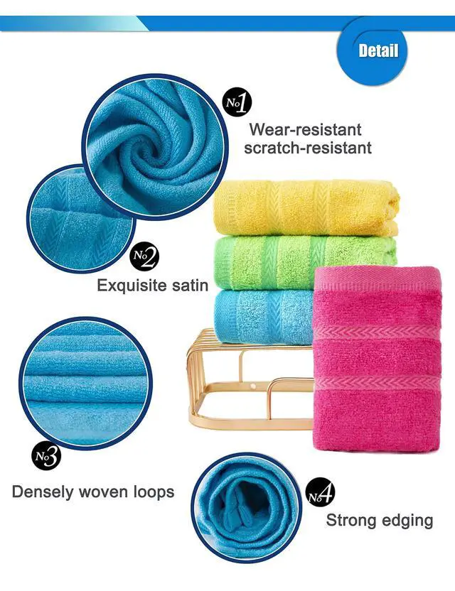 Alt view image 4 of 6 - Multicolor Fingertip Towels for Bathroom - Kids Face Towels, 10 x 18 Inches, 8 Pcs in 4 Colors