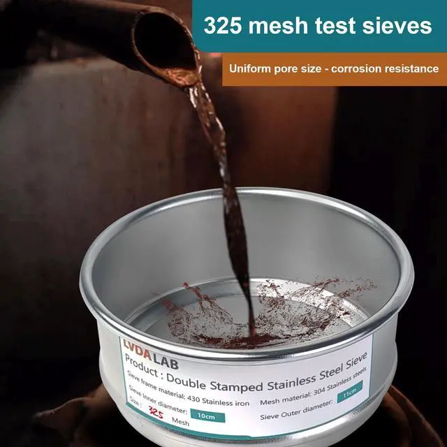 Alt view image 6 of 7 - 304 Stainless Steel Mesh Lab Sieve, 325 Mesh (0.045mm) Aperture Test Sieve, 4inch(10cm) Economy Standard Analysis Sample Test Sieves for Industrial Laboratory Homes