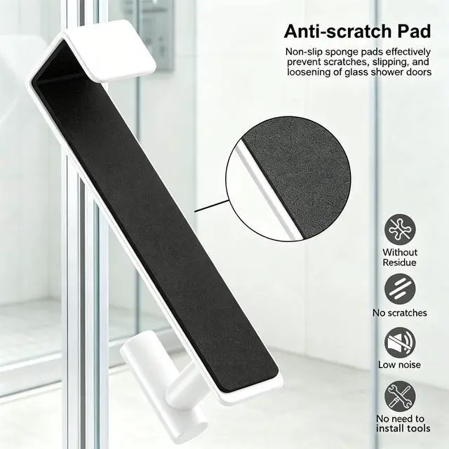 Alt view image 3 of 7 - 2-Pack Over The Door Hooks, Stainless Steel Door Hanger for Towels & Coats, Bathroom Towel Rack Coat Rack, Tool-Free Hooks for Hanging (White, Fits 1-3/4" Thick Door -T Shape 2 Pack)