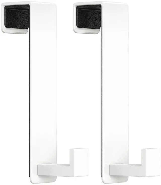 Main image of Heavy Duty Over The Door Hooks, Easy Install Door Holder for Coats, Stainless Steel Hanger Hook for Bedroom, Office, Towel (White, L Shape 2 Pack, Fits 1-3/4'' Thick)