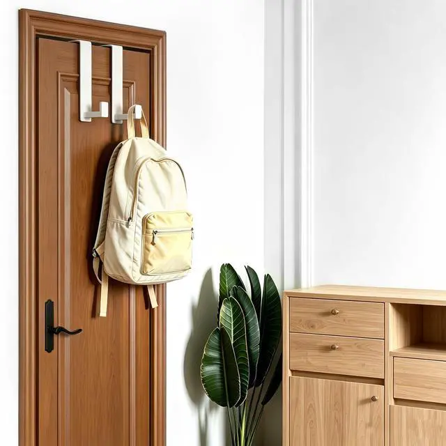 Alt view image 5 of 5 - Heavy Duty Over The Door Hooks, Easy Install Door Holder for Coats, Stainless Steel Hanger Hook for Bedroom, Office, Towel (White, L Shape 2 Pack, Fits 1-3/4'' Thick)