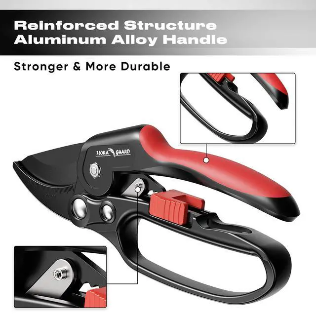 Alt view image 2 of 7 - Ratchet Pruning Shears for Seniors & Arthritic Hands, Heavy Duty Garden Clippers with SK5 Steel Blade, 3-Step Ratcheting Pruners for Thick Branches, Easy Cutting up to 7/8 Inch