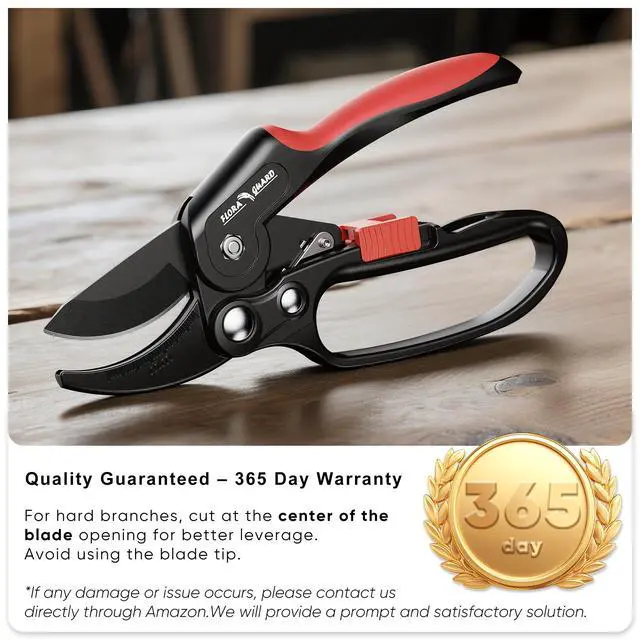 Alt view image 7 of 7 - Ratchet Pruning Shears for Seniors & Arthritic Hands, Heavy Duty Garden Clippers with SK5 Steel Blade, 3-Step Ratcheting Pruners for Thick Branches, Easy Cutting up to 7/8 Inch