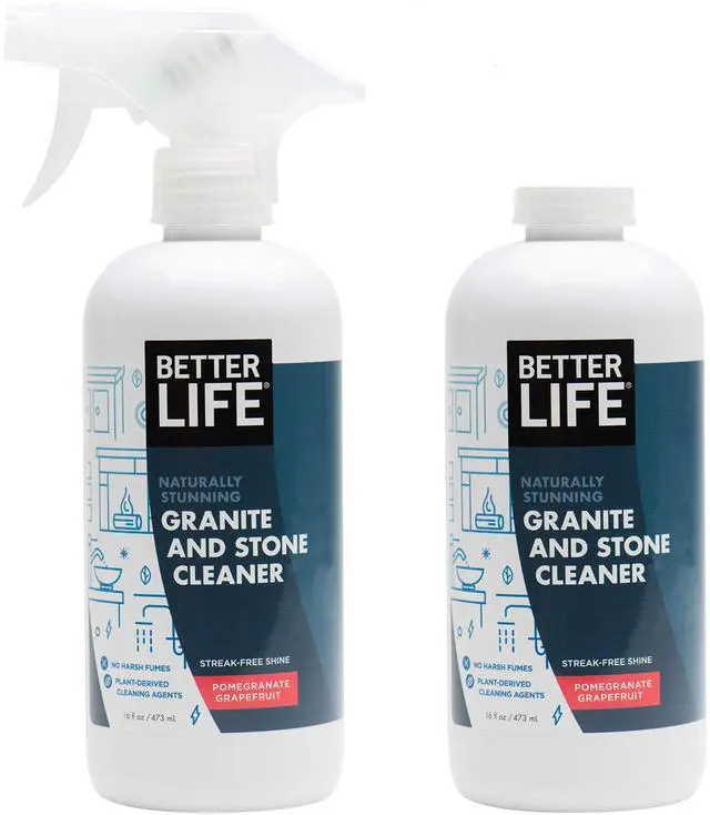 Main image of Granite Cleaner and Polish - Stone Countertop Cleaner for Marble, Quartz, Slate, Concrete Surfaces or Floors - Streak-Free Granite Stain Remover - 16oz (Pack of 2) Pomegranate/Grapefruit