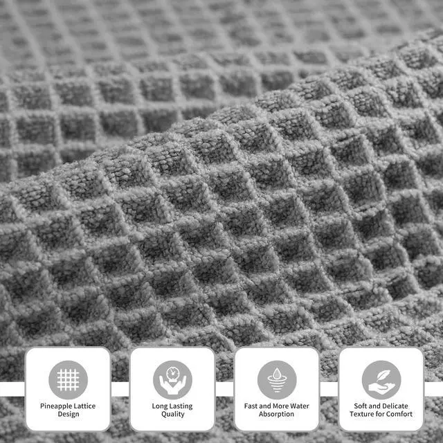 Alt view image 2 of 6 - Microfiber Waffle Bath Towels, 3 Pieces, Oversized, Soft, Absorbent, Fast Drying, Lint Free, Includes Bath, Face and Hand Towels 430 GSM