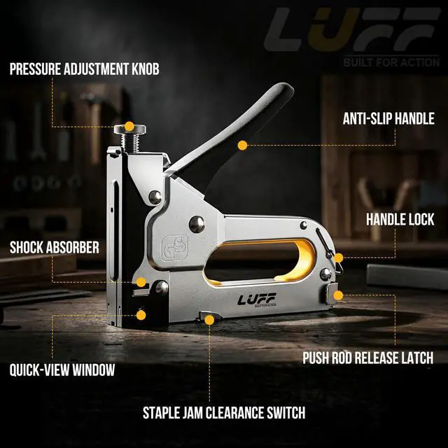 Alt view image 3 of 7 - Staple Gun - LUFF 3 in 1 Heavy Duty Stapler Gun with Staple Remover and 3000 Staples for Upholstery, Manual Brad Nailer Power Adjustment Stapler Gun for Wood, Decoration, Crafts DIY