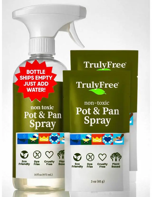 Main image of Heavy Duty Pot & Pan Spray | Non Toxic Powerful Grease Remover, Multi-Purpose Kitchen Oven Cleaner Spray Degreaser for Stove Top, Grill Citrus Scent | 16 oz Empty Bottle + Two (3 oz) Fills