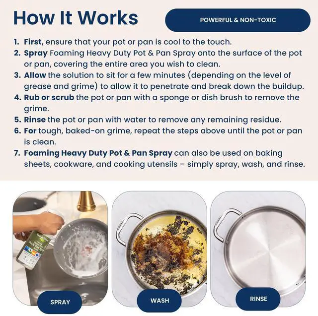Alt view image 7 of 7 - Heavy Duty Pot & Pan Spray | Non Toxic Powerful Grease Remover, Multi-Purpose Kitchen Oven Cleaner Spray Degreaser for Stove Top, Grill Citrus Scent | 16 oz Empty Bottle + Two (3 oz) Fills
