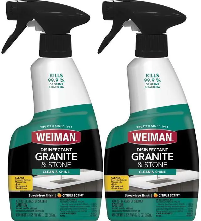 Main image of Disinfectant Granite Daily Clean & Shine - 12 fl oz (2 Pack) Safely Clean Disinfect and Shine Granite Marble Soapstone Quartz Quartzite Slate Limestone Corian Laminate Tile Countertop