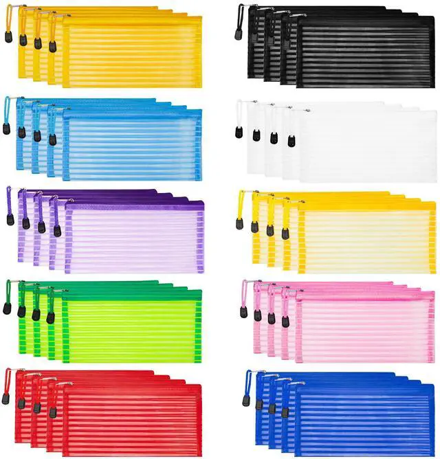 Main image of 40 Pack 10 Colors Zipper Mesh Pouch, Storage Pencil Pouches, Multipurpose Pencil Pouch Bulk for School and Office Supplies, Cosmetics Travel Accessories, Multicolor