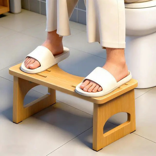 Alt view image 6 of 7 - Foldable Toilet Stool, 7 Inch Poop Stool for Bathroom, Bamboo Toilet Stool Squat Adult, Collapsible Squatting Potty Stool with Non-Slip Strip - Improve Squatting Posture and Comfort, Wood