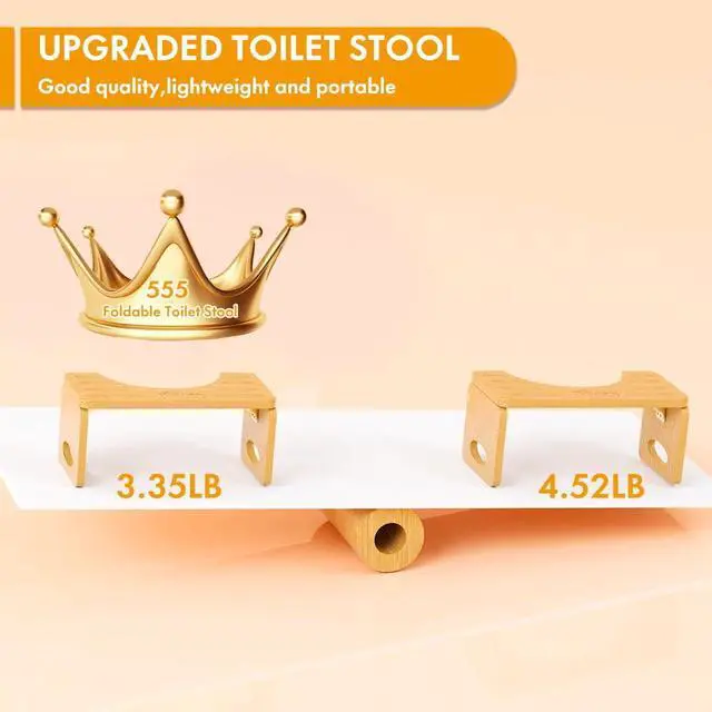 Alt view image 6 of 6 - Foldable Toilet Stool,7 Inches Poop Stool for Bathroom,Bamboo Toilet Stool Squat Adult,Potty Stool with Anti-Slip Strip