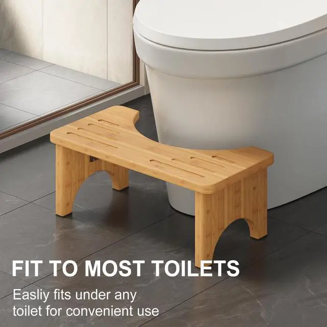 Alt view image 3 of 7 - Squatting Potty for Adults Foldable, 7In Bamboo Toilet Stool Squat Adult and Kids, Wood Travel Poop Stool for Bathroom, Wooden Portable Toilet Foot Step, Premium Flip Pooping Potty Stool