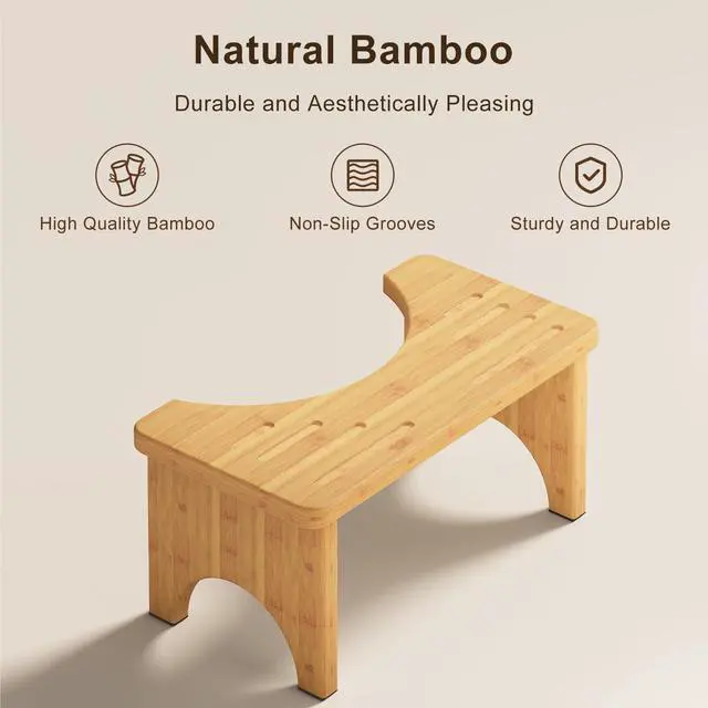 Alt view image 6 of 7 - Squatting Potty for Adults Foldable, 7In Bamboo Toilet Stool Squat Adult and Kids, Wood Travel Poop Stool for Bathroom, Wooden Portable Toilet Foot Step, Premium Flip Pooping Potty Stool