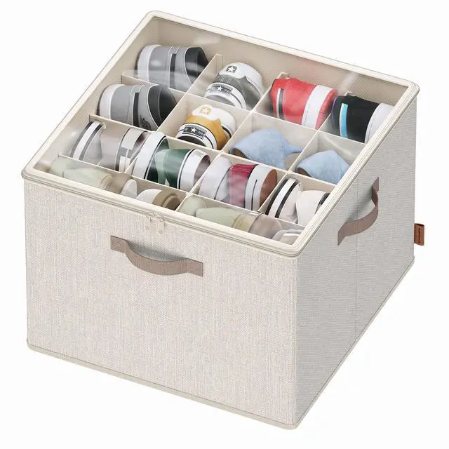 Main image of Shoe Organizer for Closet, Fabric Shoe Organizer Box with Adjustable Dividers, Storage Compartments, Stackable, Transparent Lid, for up to 16 Pairs, Cappuccino Beige ULSP621LH01