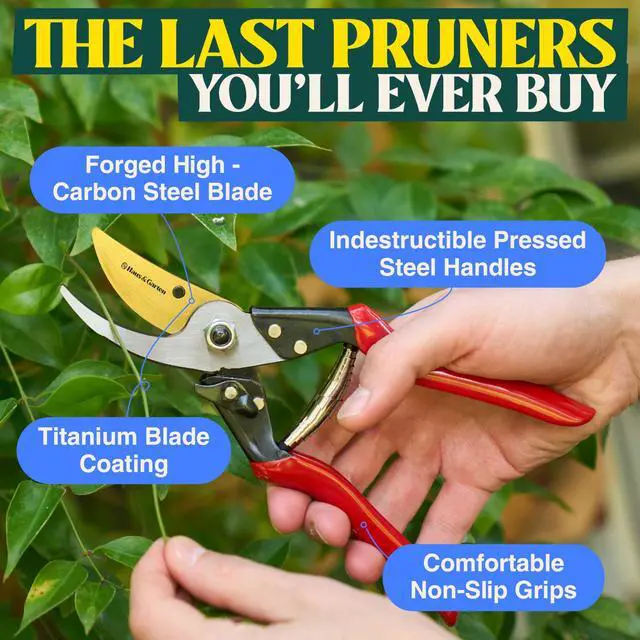 Alt view image 4 of 7 - ForgedPRO 8.75" Heavy Duty Professional Titanium Bypass Pruning Shears - Use As Pruners, Garden Shears, Handheld Pruning Shears For Gardening, Clippers, Garden Scissors, Pruner Tool