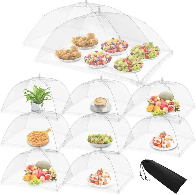 Main image of Food Covers for Outside - 10 Pack Upgraded 2 Extra Large (40"x24") & 8 Large (17"x17"), Mesh Food Covers for Outdoors,Picnic Food Covers for Outdoors Mesh, Collapsible and Reusable