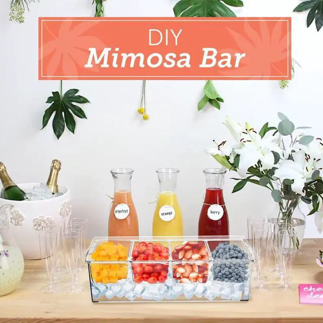 Alt view image 7 of 7 - Large Ice Chilled Condiment Server with Lid, 4 Compartments Chilled Condiment Caddy, Bar Garnish Serving Platter Holder Tray for Mimosa Taco Salad Soda Lemonade Bar Supplies, 2 Tongs, 6 Forks