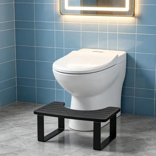 Alt view image 2 of 6 - Potty Squatty Stool for Adults, Bamboo Bathroom Toilet Potty Stool, Foot Stool for Toilet, Portable Squatting Stool for Bathroom, Black