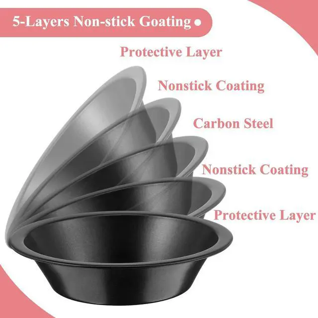 Alt view image 3 of 7 - 12 Pack Mini Pie Pans, 5 Inch Reusable Nonstick Pie Tins Carbon Steel Small Round Baking Pans for Pot Pies, Quiches, Tarts, Cakes & Desserts