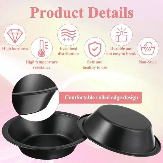 Alt view image 4 of 7 - 12 Pack Mini Pie Pans, 5 Inch Reusable Nonstick Pie Tins Carbon Steel Small Round Baking Pans for Pot Pies, Quiches, Tarts, Cakes & Desserts