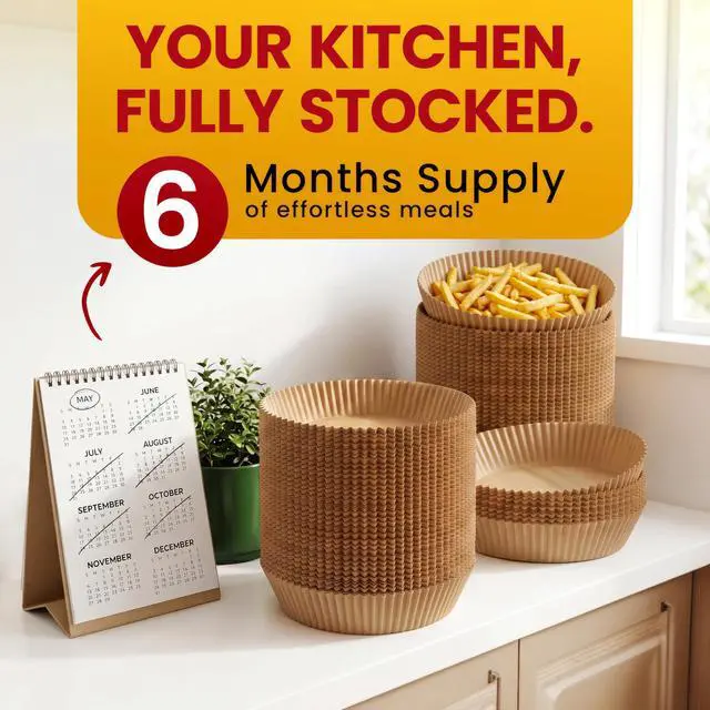 Alt view image 2 of 7 - 400Pcs Air Fryer Liners Disposable Round, Non-Stick and Oil Proof for Easy Cleanup, Ninja Airfryer Liners Great for Oven, Pans & Baking 8 Inch for 5-8 qt Basket by Baker's Signature