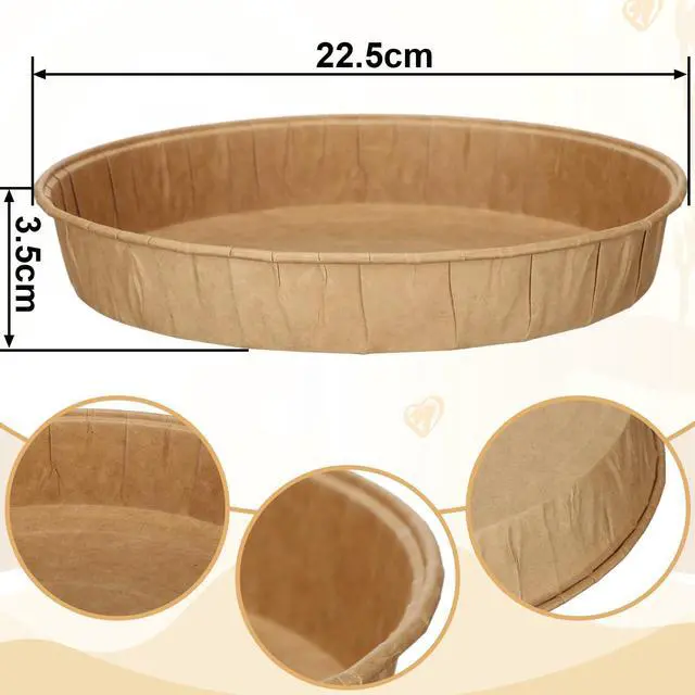 Alt view image 2 of 6 - 25 Pcs Paper Pie Pans for Baking Disposable Tart Mold Bulk Round Easy Kraft Bread Baking Pans for Microwave Freezer Oven Safe Display Loaf Cake Muffin Pizza Home Kitchen Supply