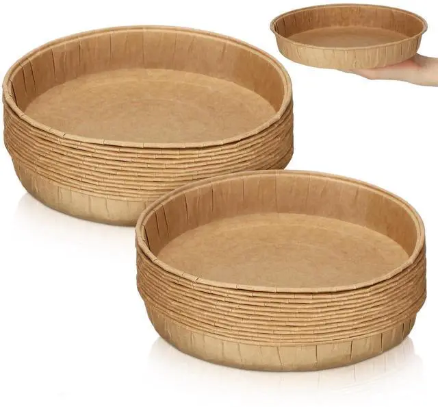 Main image of 25 Pcs Paper Pie Pans for Baking Disposable Tart Mold Bulk Round Easy Kraft Bread Baking Pans for Microwave Freezer Oven Safe Display Loaf Cake Muffin Pizza Home Kitchen Supply