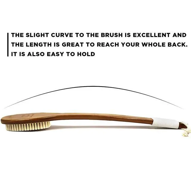 Alt view image 7 of 7 - 17.71Inch Natural Boar Bristles Anti-Slip Long Handle Bath Brush,Bent Handle Shower Scrubber for Exfoliating,Shower Back Brush,Exfoliation Set with Pumice Stone (1 Pack)