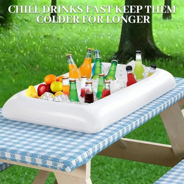 Alt view image 4 of 7 - Inflatable Serving Bar & Mesh Food Covers Set, Include 1Pcs 28"*22" Inflatable Serving Bar Buffet Cooler, 1Pcs 40"*24" Food Tents