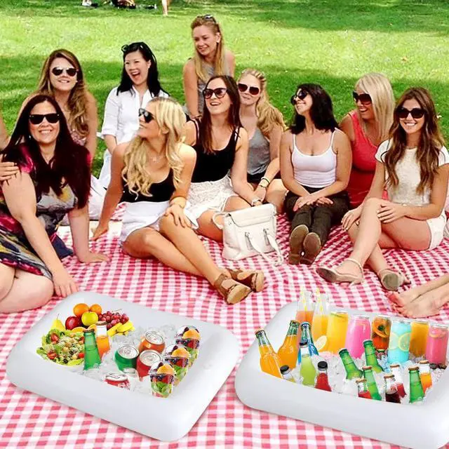 Alt view image 6 of 7 - Inflatable Serving Bar & Mesh Food Covers Set, Include 1Pcs 28"*22" Inflatable Serving Bar Buffet Cooler, 1Pcs 40"*24" Food Tents