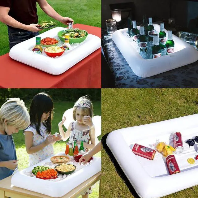Alt view image 7 of 7 - Inflatable Serving Bar & Mesh Food Covers Set, Include 1Pcs 28"*22" Inflatable Serving Bar Buffet Cooler, 1Pcs 40"*24" Food Tents