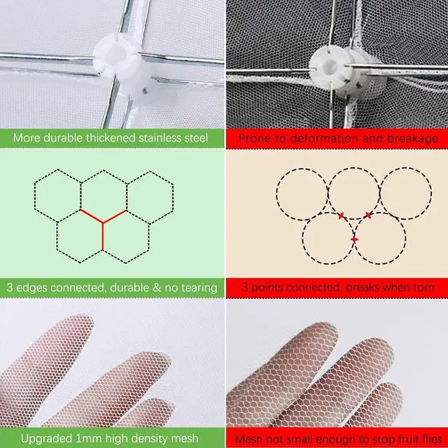 Alt view image 3 of 7 - Mesh Food Covers for Outside - Upgraded 1 Extra Large 40x24 in & 4 Large 17x17 in Outdoor Party Food Cover Tent Collapsible Picnic Nets Umbrella Screen Pop Up Food Dome (White)