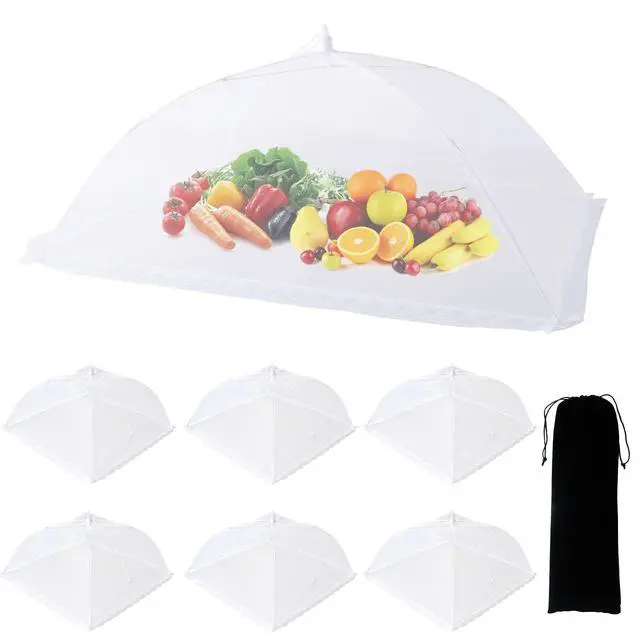 Main image of 7 Pack Food Covers for Outdoors Mesh Screen Include Food Tents 1 Extra Large (40"X 24") & 6 Standard (17"X 17") Collapsible and Reusable Mesh Covers for Outside, BBQ Party Supplies, Fruit