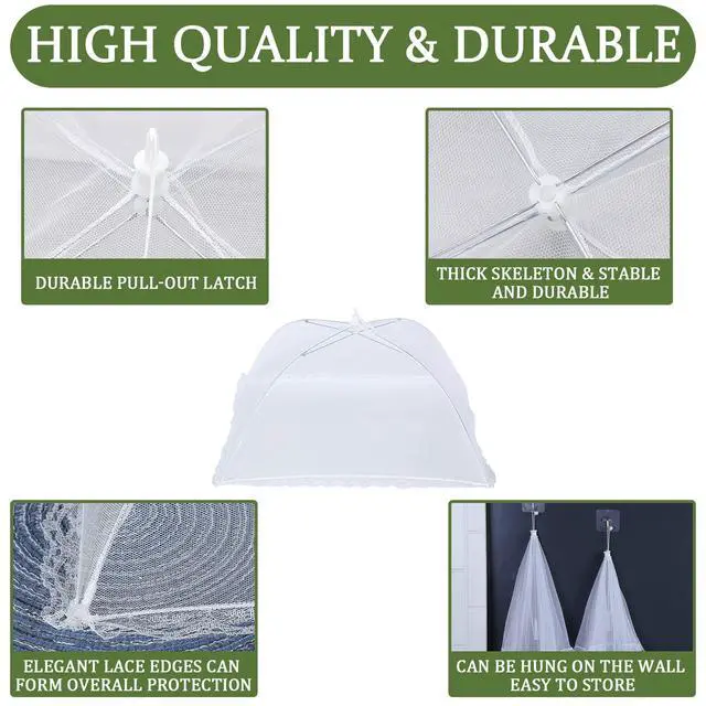 Alt view image 5 of 7 - 7 Pack Food Covers for Outdoors Mesh Screen Include Food Tents 1 Extra Large (40"X 24") & 6 Standard (17"X 17") Collapsible and Reusable Mesh Covers for Outside, BBQ Party Supplies, Fruit