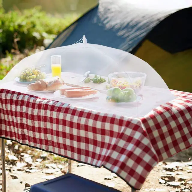 Alt view image 6 of 7 - 7 Pack Food Covers for Outdoors Mesh Screen Include Food Tents 1 Extra Large (40"X 24") & 6 Standard (17"X 17") Collapsible and Reusable Mesh Covers for Outside, BBQ Party Supplies, Fruit