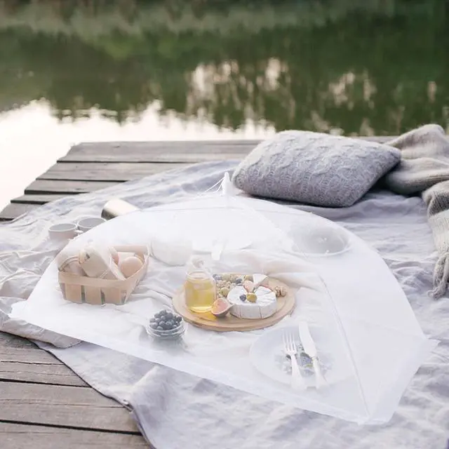 Alt view image 7 of 7 - 7 Pack Food Covers for Outdoors Mesh Screen Include Food Tents 1 Extra Large (40"X 24") & 6 Standard (17"X 17") Collapsible and Reusable Mesh Covers for Outside, BBQ Party Supplies, Fruit