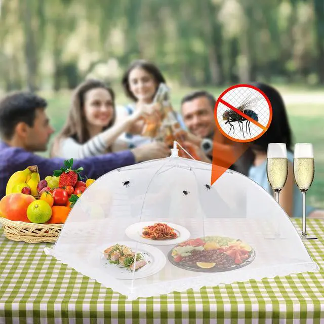Alt view image 2 of 7 - Food Cover Food Tent Set, 2 Extra Large 40"X24" and 6 Standard 17"X17" Mesh Food Covers for Outside, 8 Pack Collapsible, Reusable Pop-Up Umbrella Food Nets for Picnics, Outdoor Camping, Parties, BBQ