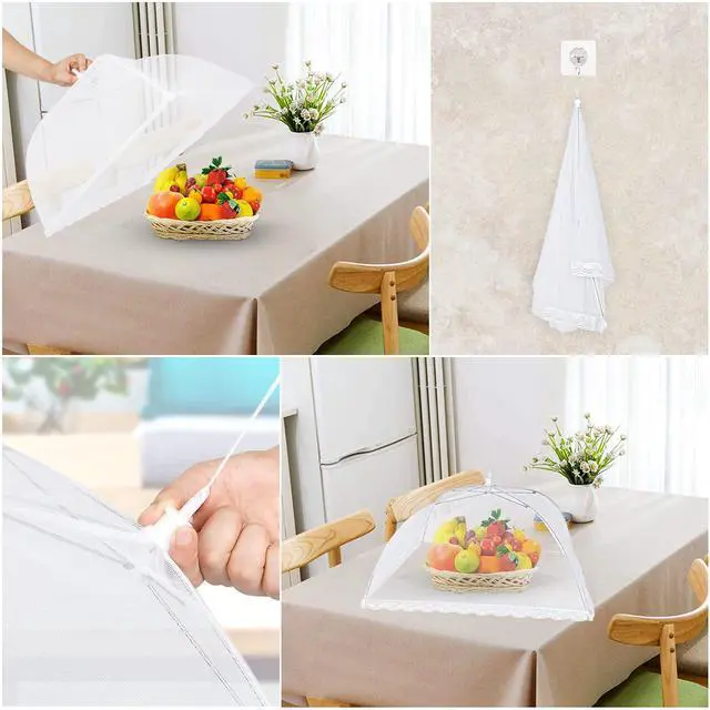 Alt view image 3 of 7 - Food Cover Food Tent Set, 2 Extra Large 40"X24" and 6 Standard 17"X17" Mesh Food Covers for Outside, 8 Pack Collapsible, Reusable Pop-Up Umbrella Food Nets for Picnics, Outdoor Camping, Parties, BBQ