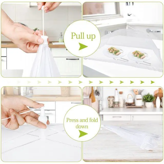 Alt view image 4 of 7 - Food Cover Food Tent Set, 2 Extra Large 40"X24" and 6 Standard 17"X17" Mesh Food Covers for Outside, 8 Pack Collapsible, Reusable Pop-Up Umbrella Food Nets for Picnics, Outdoor Camping, Parties, BBQ