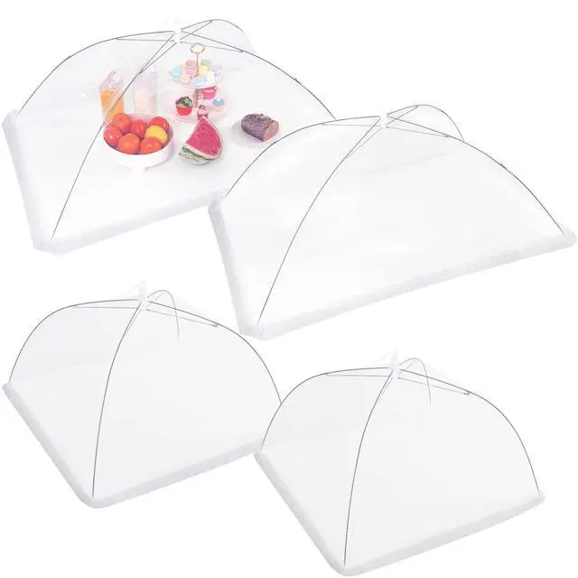 Main image of 4 Pcs Large and Tall Mesh Food Cover Tent Umbrella Food Screen Covers for Outside Pop-up Mesh Reusable Food Nets for Parties Picnics Outdoor BBQs Collapsible (2 Pcs 32"x24", 2 Pcs 17"x17")