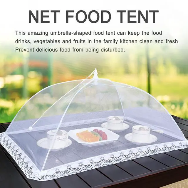 Alt view image 6 of 6 - 4 Pcs Large and Tall Mesh Food Cover Tent Umbrella Food Screen Covers for Outside Pop-up Mesh Reusable Food Nets for Parties Picnics Outdoor BBQs Collapsible (2 Pcs 32"x24", 2 Pcs 17"x17")